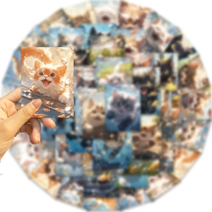 Pack of 50 cute cartoon cat stickers for DIY decoration on laptops and guitars