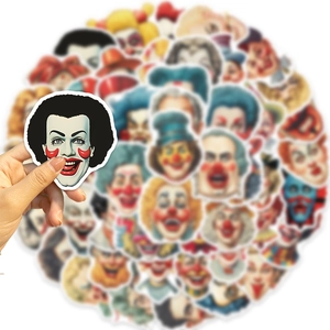 Set di 50 adesivi impermeabili con graffiti di clown per decorare laptop e valigie
