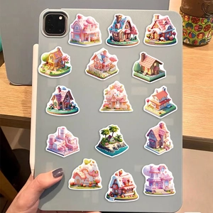 50pcs 3D cartoon building graffiti stickers on tablet for DIY laptop decor