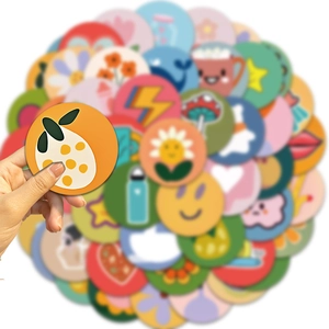 Set of 50 colorful cartoon sun-themed waterproof stickers for DIY laptop and guitar decor
