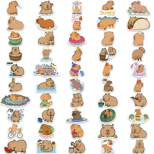Set of 100 waterproof cartoon capybara stickers for laptop and guitar decoration