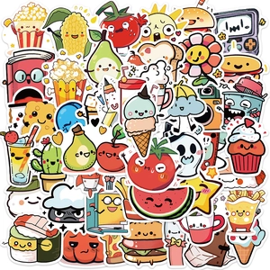 Waterproof Cartoon Mood Life Doodle Stickers For Laptop Guitar Luggage DIY Decoration Cute Food Fruit Vinyl Decals For Kids Teens