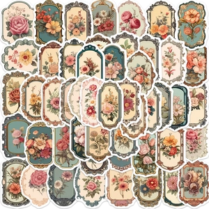 Vintage Bloem Kozijn Stickers Retro Botanische Kunst Waterdichte PVC Decals Voor Scrapbooking Laptop Koffer DIY Decoratie