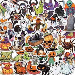 Set of 50 waterproof cartoon Halloween stickers for guitars, laptops and luggage decor