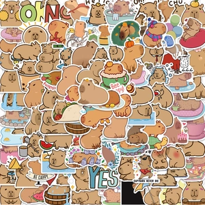 Cartoon Capybara Stickers Waterproof PVC Vinyl Decals For Laptop Luggage Guitar DIY Scrapbooking Cute Animal Decorations