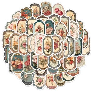50 stuks vintage bloemenstickers waterdicht voor laptop en gitaar met retro botaniek