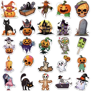 50 pieces of waterproof Halloween cartoon stickers for laptop, guitar, and luggage DIY decor