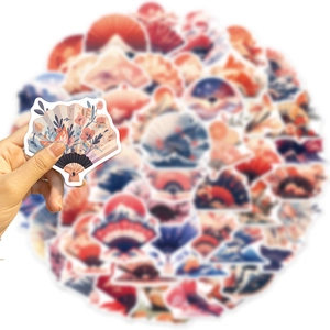 50 pieces of waterproof Japanese fan style stickers for guitar laptop and DIY decoration