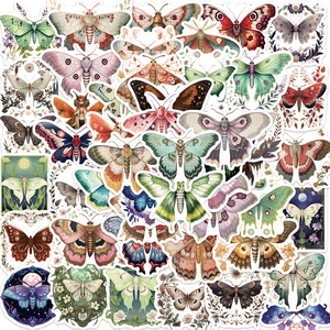 Vintage Butterfly Moth Stickers Waterproof PVC Botanical Illustration Decals For Laptop Guitar Luggage DIY Scrapbooking Journaling Decor
