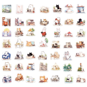 50pcs waterproof cartoon animal stickers for laptop, guitar and luggage decoration