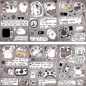 Cute Siamese Cat Observation Diary PVC Waterproof Stickers For DIY Scrapbooking Journaling Phone Case Decoration Cartoon Stickers