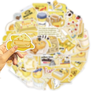 50 pieces of yellow aesthetic graffiti stickers for laptop and DIY waterproof decoration