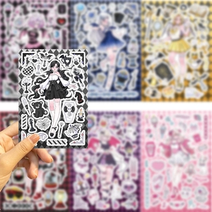 DIY cartoon gothic girl stickers for scrapbook decoration with anime girl characters