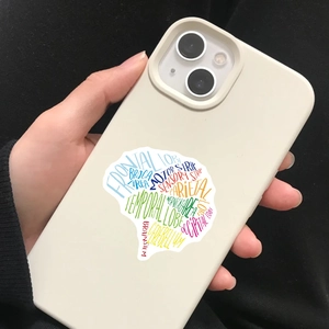 Creative colorful anatomical brain anatomy sticker shown on a white smartphone case