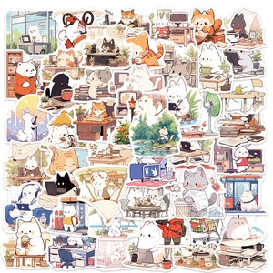 Cartoon Animals Life Scenes Stickers Waterproof PVC Decorative Decals For Laptop Guitar Luggage DIY Scrapbook Journals Set
