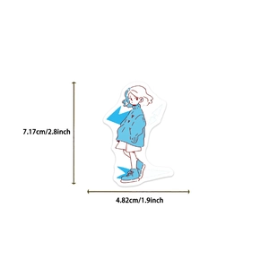 Detailed size chart showing 7.17cm height of girl doodle sticker for laptops