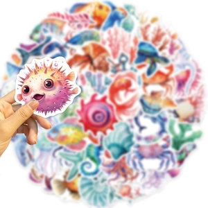 50pcs waterproof cartoon ocean animal stickers for laptop and guitar decoration