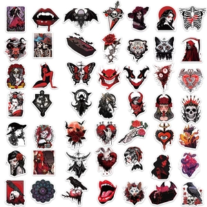 50 stickers gothiques crâne et fille pour décoration DIY ordinateurs et valises