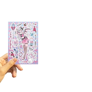 Pink anime devil girl stickers for DIY journaling and phone case decoration with cute icons