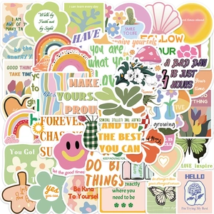 Aesthetic Motivational Stickers Waterproof PVC Morandi Pink Green Decals For Laptop Luggage Guitar Journal DIY Decoration