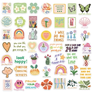 50pcs Danish pastel motivational stickers set with floral and butterfly designs for decor