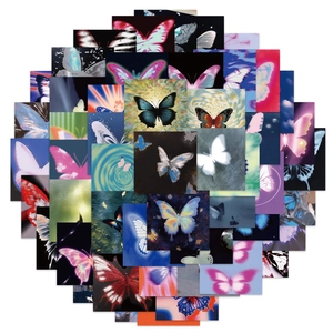 Set of 50 psychedelic butterfly stickers for DIY laptops and luggage decoration