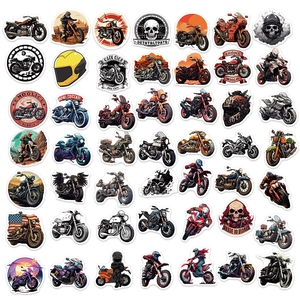 Lot de 50 autocollants de moto cartoon imperméables pour déco PC et bagages DIY