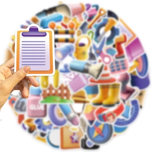 Vibrant 3D cartoon doodle stickers for laptop and guitar featuring assorted tool designs