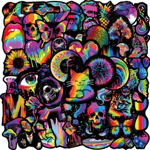 Adesivi Graffiti Arcobaleno Neon Psichedelici Impermeabile PVC Decalcomanie per Laptop Chitarra Skateboard Bagaglio DIY Arte