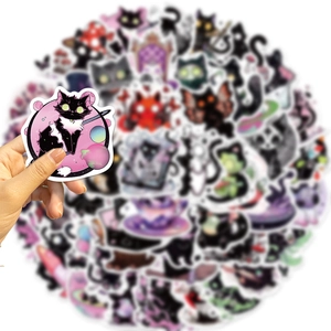 Waterproof cartoon black cat and magic space stickers for guitar and laptop decoration