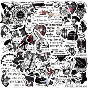 Gothic Bible Verse Stickers Waterproof Vinyl Decals Black White Aesthetic Religious Quotes For Laptop Luggage Guitar DIY