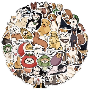 50 pieces of cute waterproof cartoon dog stickers for decorating guitars and laptops