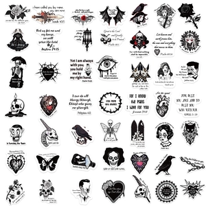 50 Gothic bible verse graffiti stickers for laptop guitar and luggage decoration