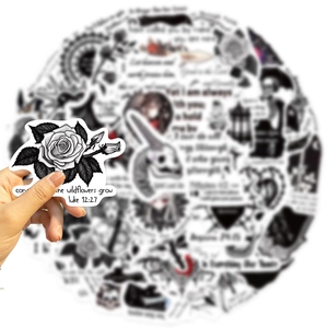 Black and white Gothic Bible verse stickers for guitar and laptop DIY decoration