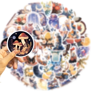 50pcs mysterious vintage flower and moon waterproof stickers for laptop and guitar