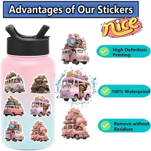 Waterproof cartoon travel stickers applied on water bottle with high-definition print