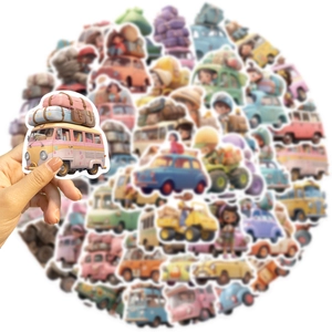 50 pieces cartoon travel car stickers waterproof vinyl decals for luggage and laptops