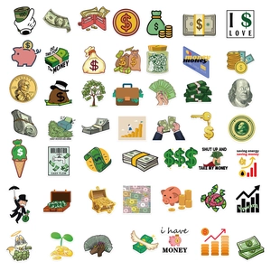Set of 50 waterproof cartoon money graffiti stickers for laptops and guitar decoration