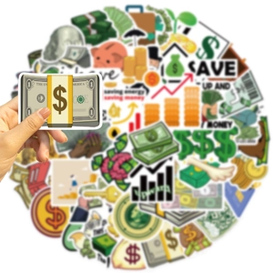Pack of 50 cartoon money graffiti stickers for decorating laptops and guitars