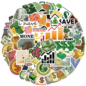 50pcs waterproof cartoon money graffiti stickers for laptop and guitar decoration