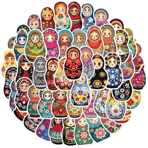 52 pack of waterproof cartoon Matryoshka Russian doll stickers for laptop and guitar