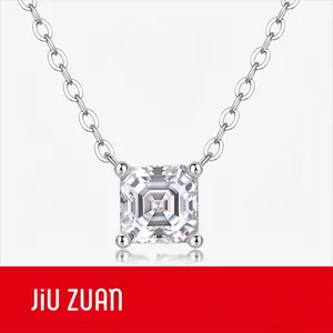 925 Sterling Silver Moissanite Necklace Geometric Square Pear Marquise Cut Pendant Necklace For Women With GRA Certificate Fashion Jewelry