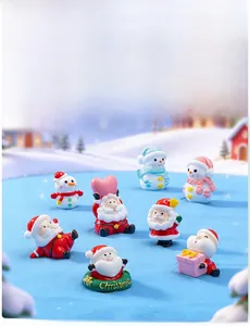 Miniature resin Santa Claus and snowman figurines set for festive landscape decoration