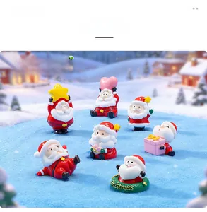 Miniature Santa Claus figurines set for Christmas micro-landscape tabletop decoration