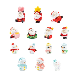 14-piece Christmas miniature set with resin Santa Claus and snowman figurines for micro landscapes