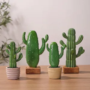 Nordic Resin Cactus Artificial Plant Potted Ornament Creative Desktop Simulation Greenery For Living Room Bedroom Office Home Decor Gift