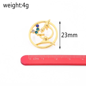 Microscope brooch with sparkling crystals for doctors, 23mm gold alloy medical pin
