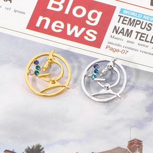 Gold and silver microscope brooches with colorful rhinestones for doctors and nurses