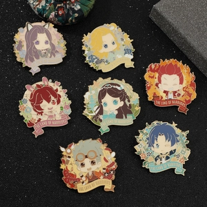 Detailed set of seven cartoon enamel pins featuring characters from Soul Land anime