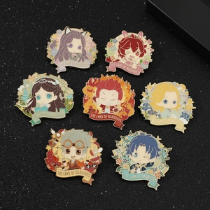 Set of seven Douluo Continent metal enamel pins featuring Land of Warriors characters